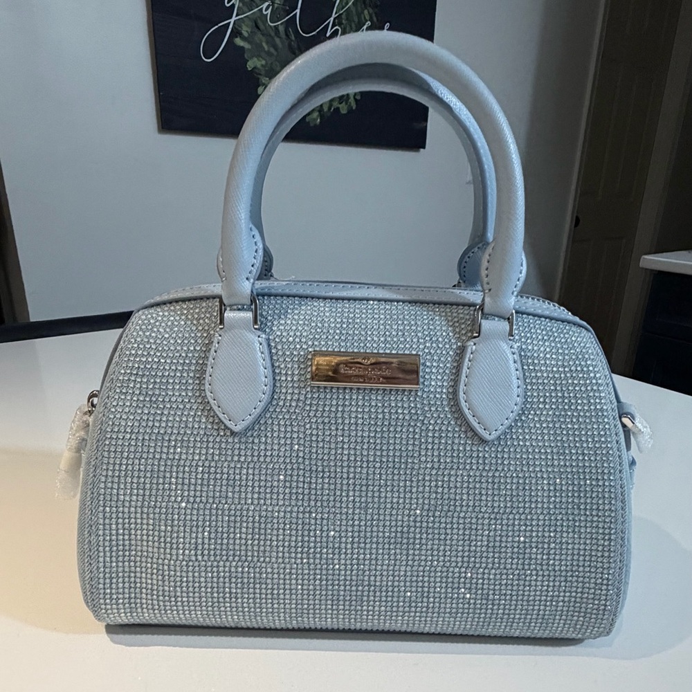 Kate Spade Madison Studded Light Blue Denim Small Dolly Duffle Bag NWT